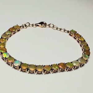 Opal Tennis Bracelet 7-1/4" 925 Silver